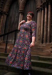 Dempsey Bright Floral Print Tiered Hem Midaxi Dress