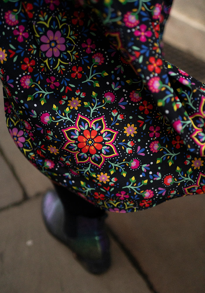 Eleventh angle of Dempsey Bright Floral Print Tiered Hem Midaxi Dress