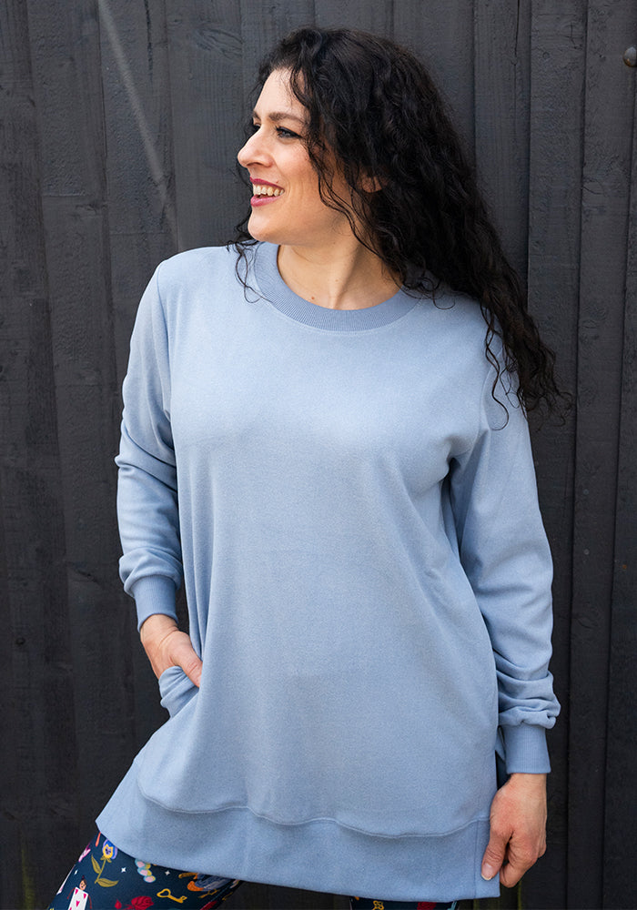 Third angle of Denim Longline Popsy Sweatshirt