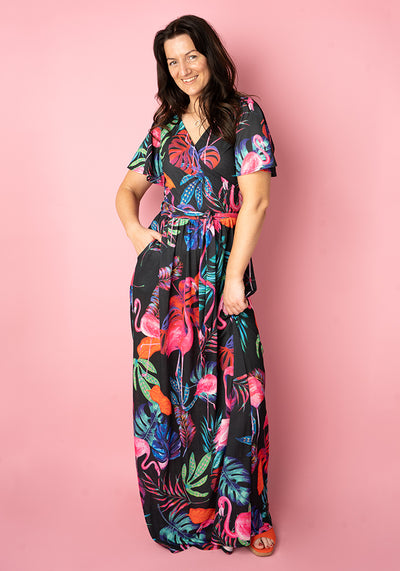 Dezzie Flamingo Print Maxi Dress