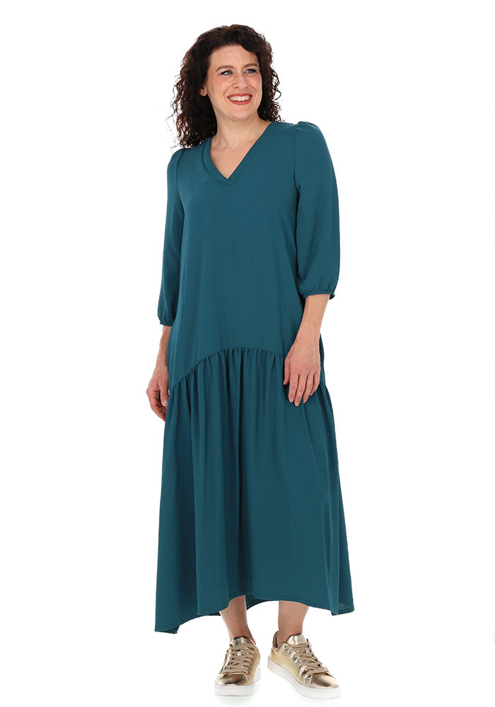 Didi Petrol Dropped Waist Oversized Relaxed Fit Midaxi Dress