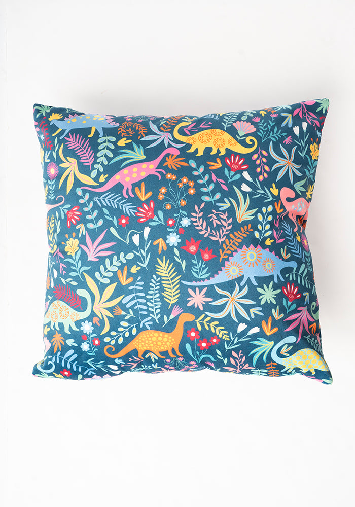 Second angle of Teal Dino Print Cushion Cover