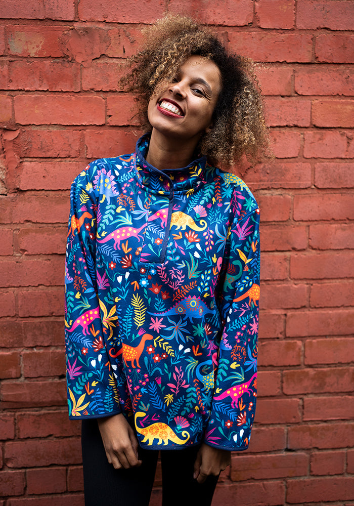 Eighth angle of Dino Print Fleece Top
