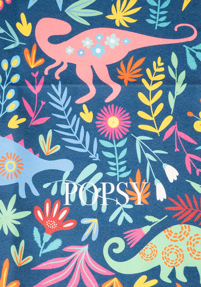 Second angle of Blue Dinosaur Print Tea Towel