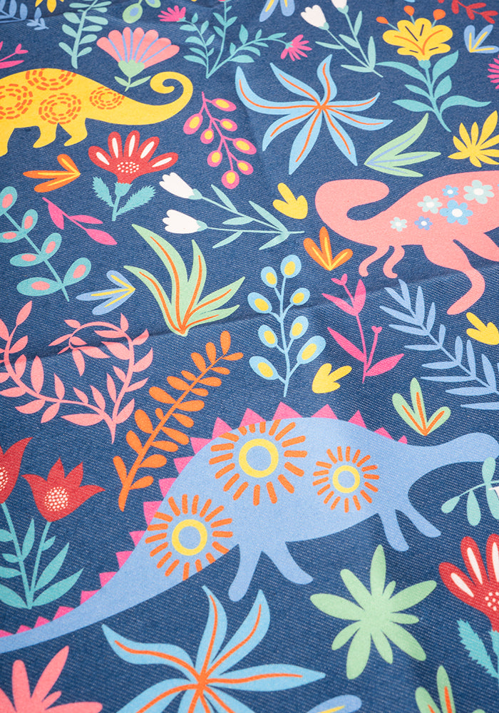 Fourth angle of Blue Dinosaur Print Tea Towel