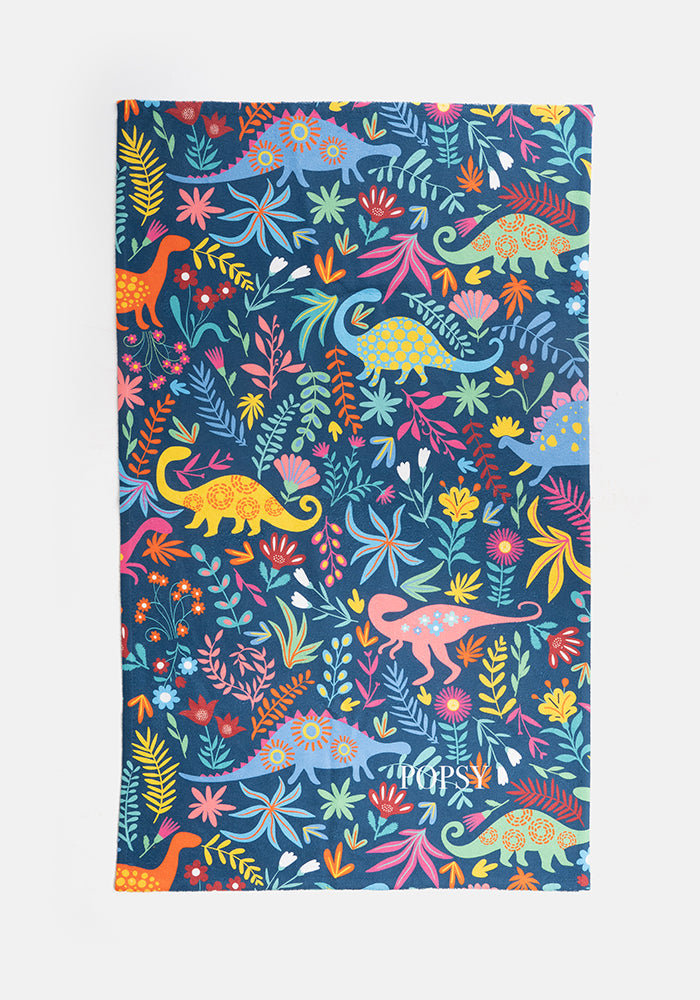 Third angle of Dinosaur Blue Print Hand Towel