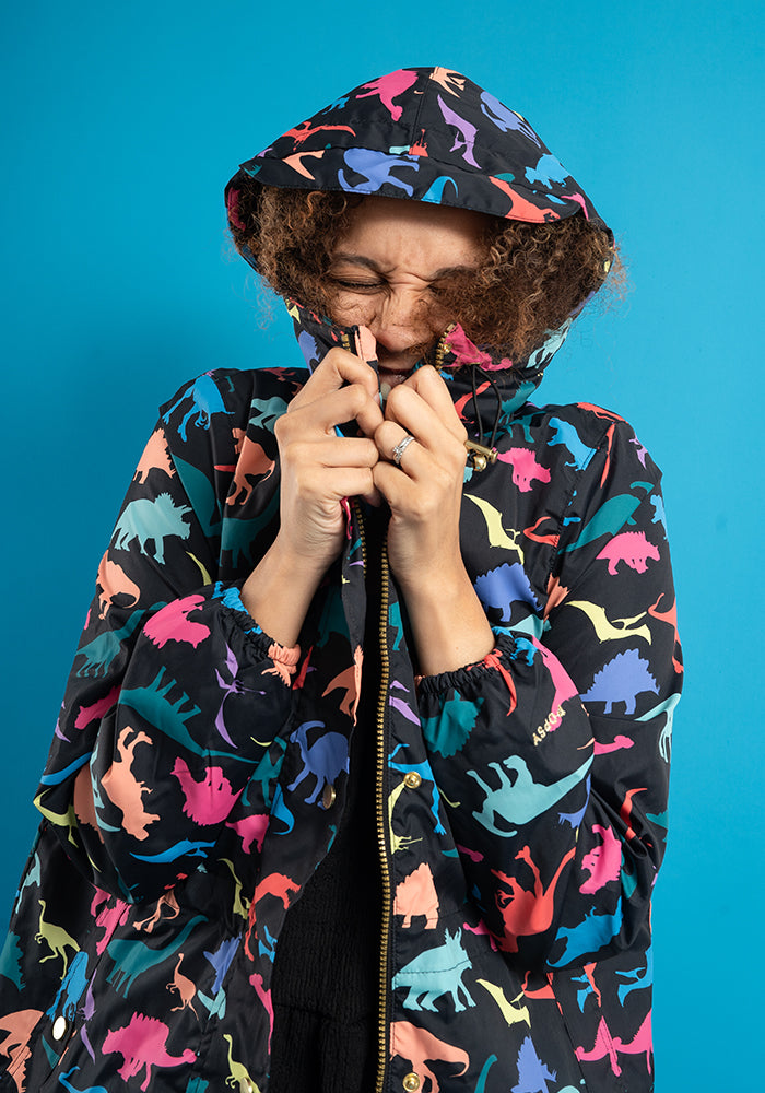 Another angle of Dinosaur Print Popsy Coat