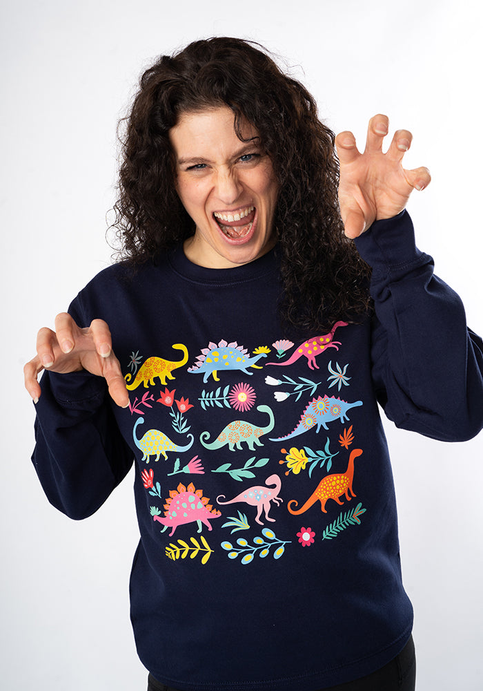 Fifth angle of Dinosaur Print Sweatshirt (Navy)