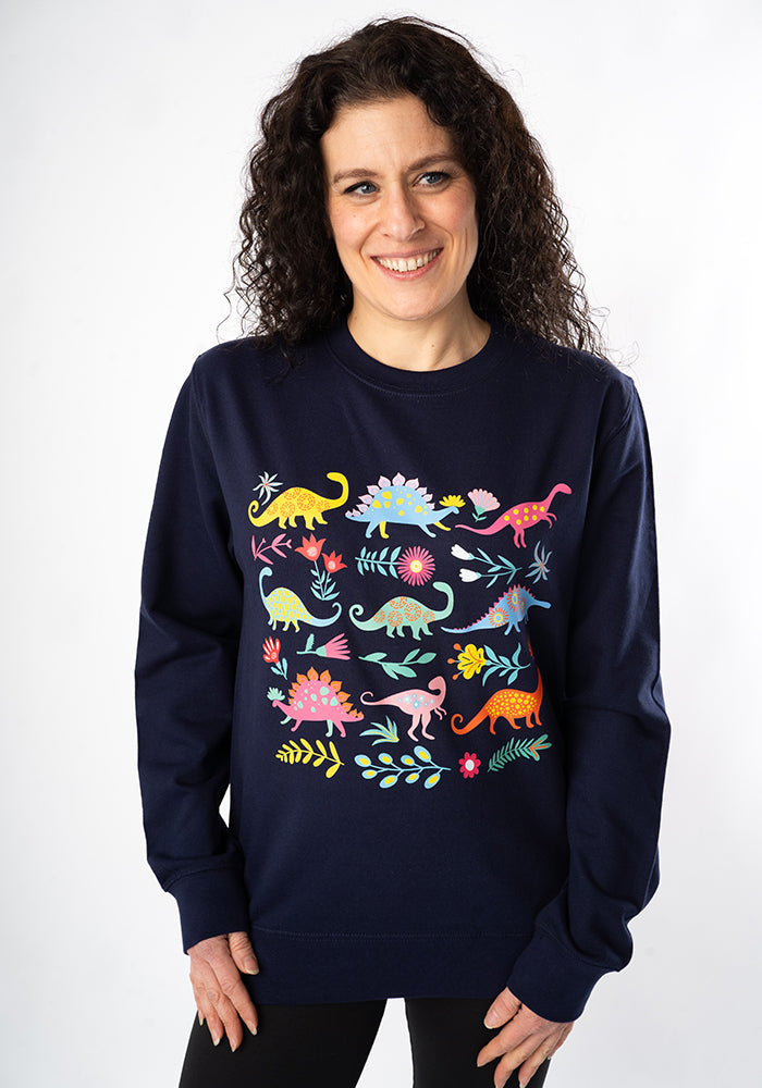 Eighth angle of Dinosaur Print Sweatshirt (Navy)