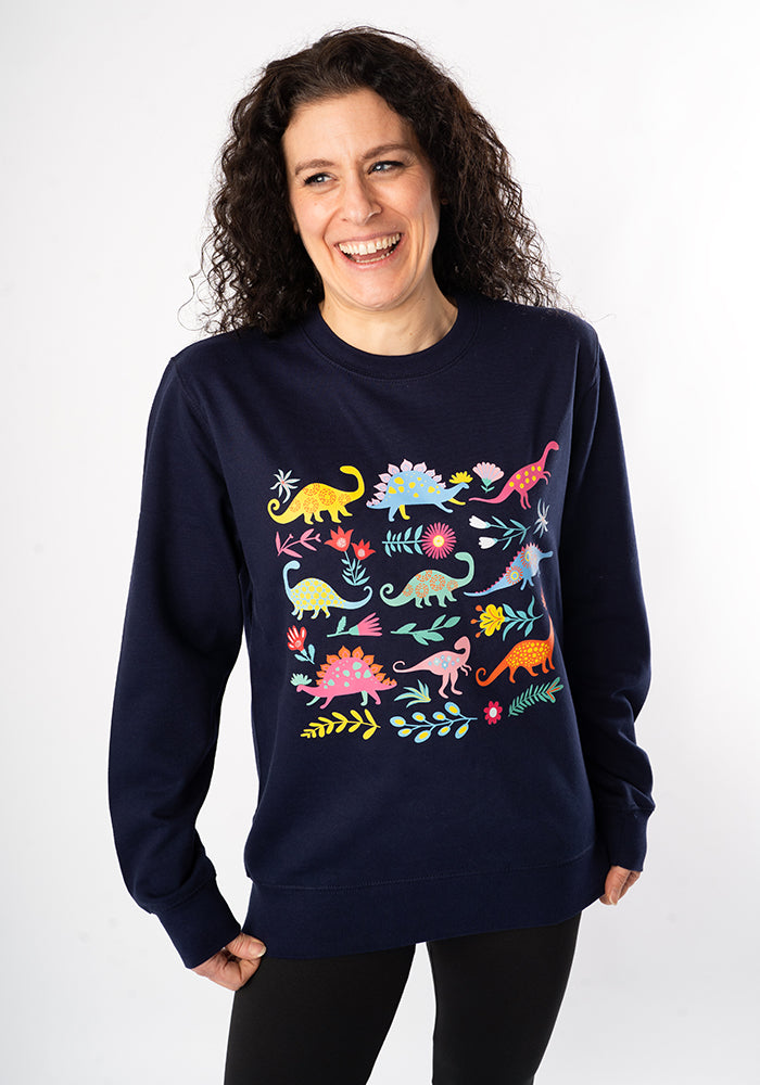 Third angle of Dinosaur Print Sweatshirt (Navy)