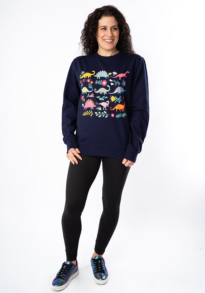 Seventh angle of Dinosaur Print Sweatshirt (Navy)