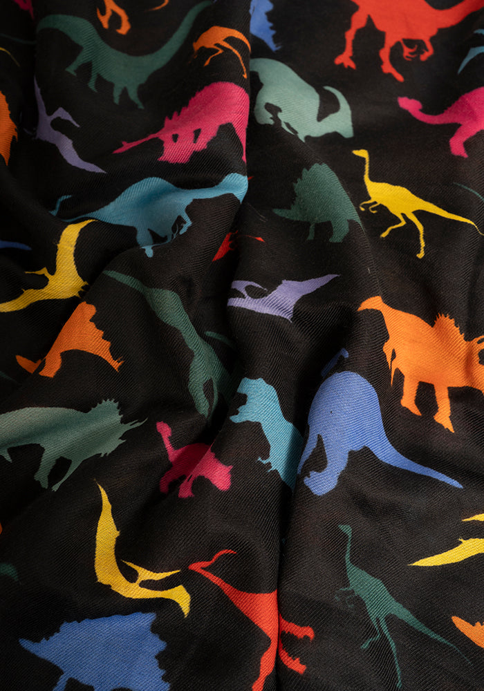 Black Dinosaur Print Scarf