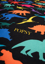 Large Black Dinosaur Print Towel