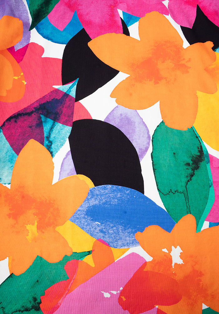 Second angle of Diodora Large Watercolour Flower Print Cotton Maxi Dress