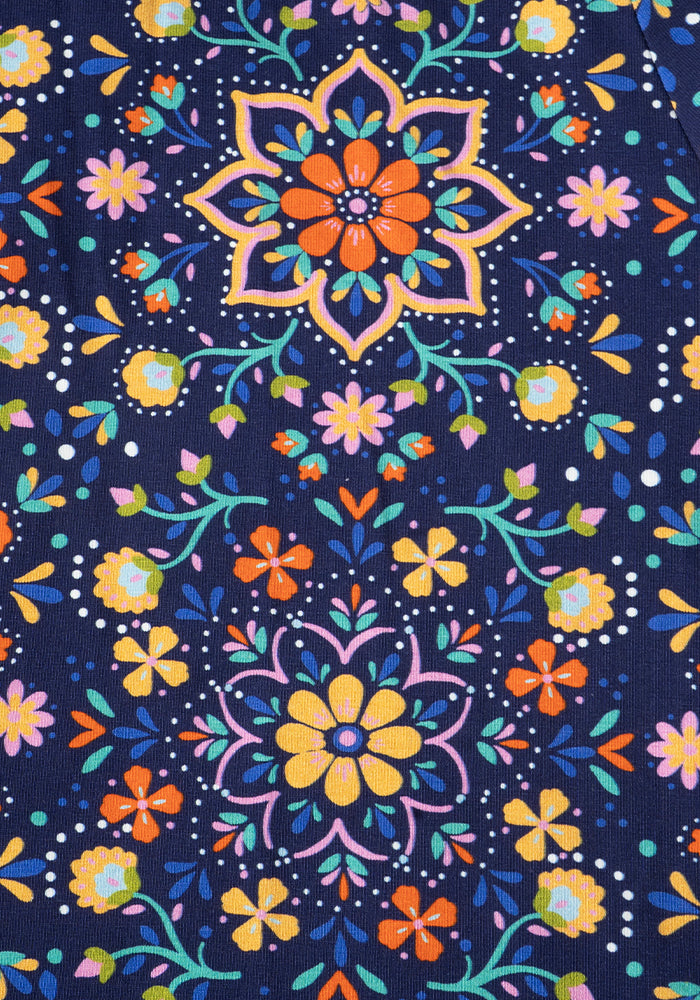 Second angle of Donella Navy Floral Tile Print Cotton Playsuit