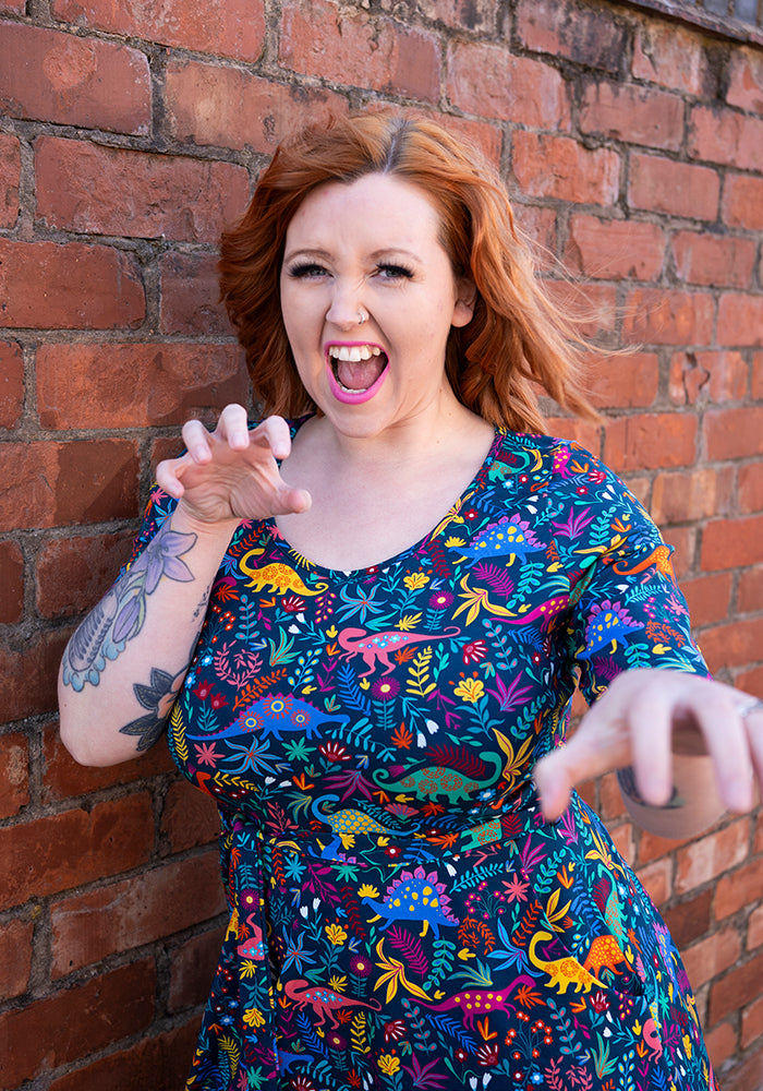 Dorea Dinosaur Print Cotton Dress