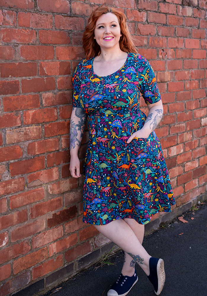Dorea Dinosaur Print Cotton Dress