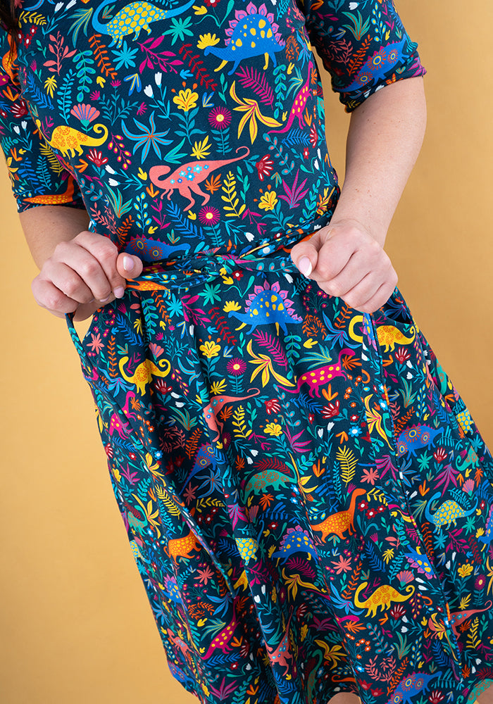 Dorea Dinosaur Print Cotton Dress