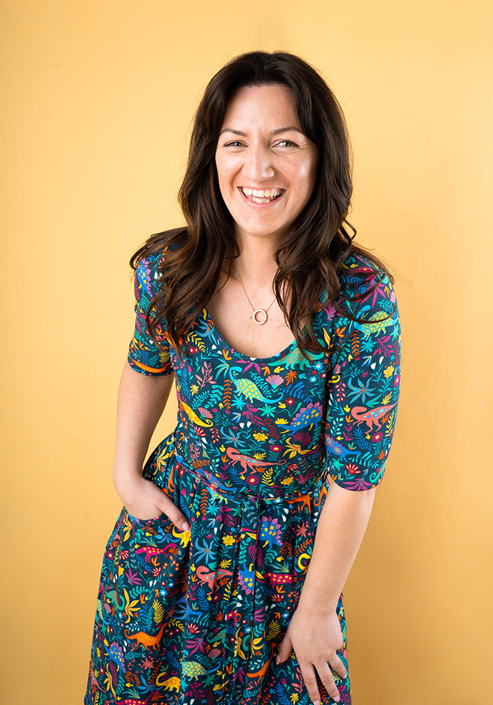 Dorea Dinosaur Print Cotton Dress