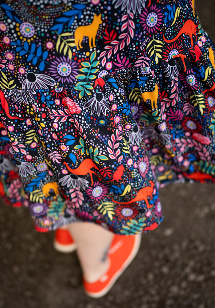Sixth angle of Doria Aussie Animal Print Tiered Hem Dress