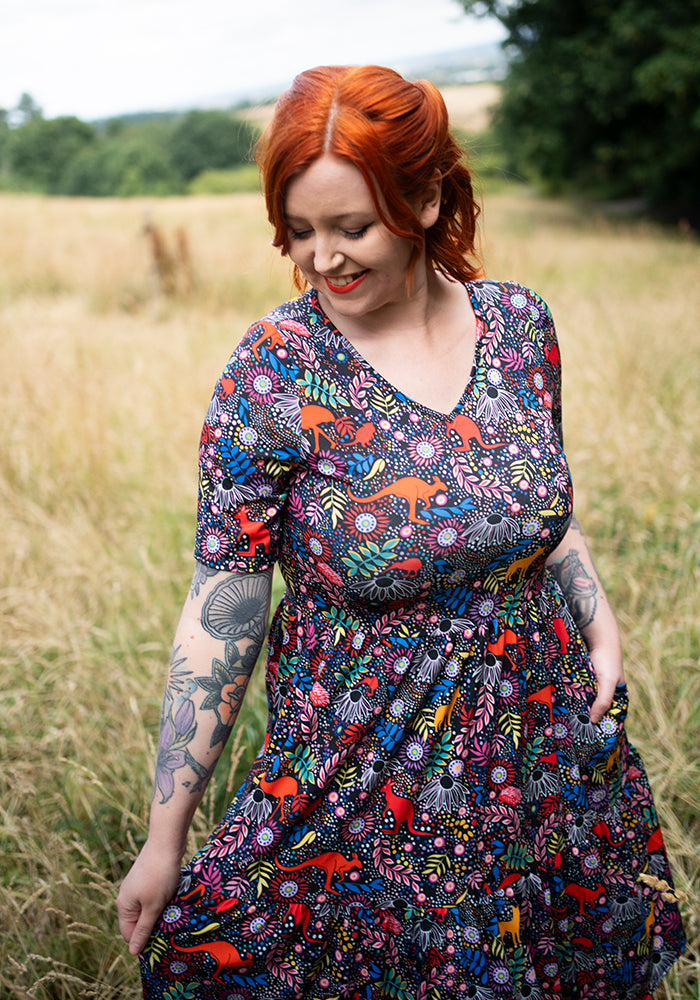 Doria Aussie Animal Print Tiered Hem Dress