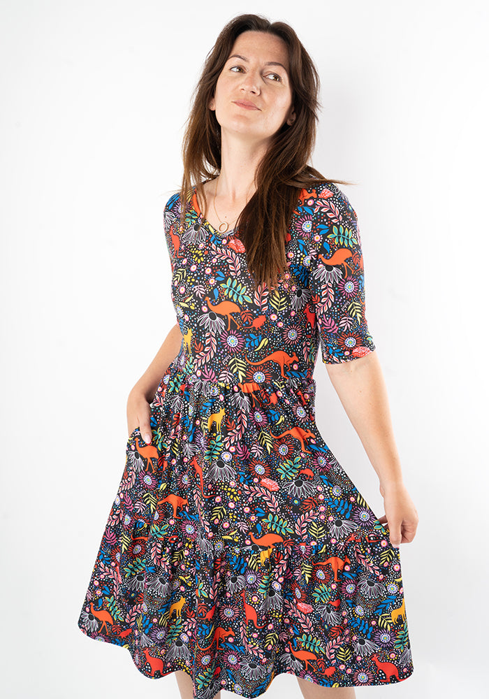 Doria Aussie Animal Print Tiered Hem Dress