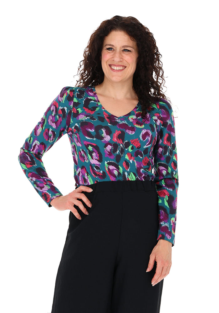 Dorine Neon Animal Print Top