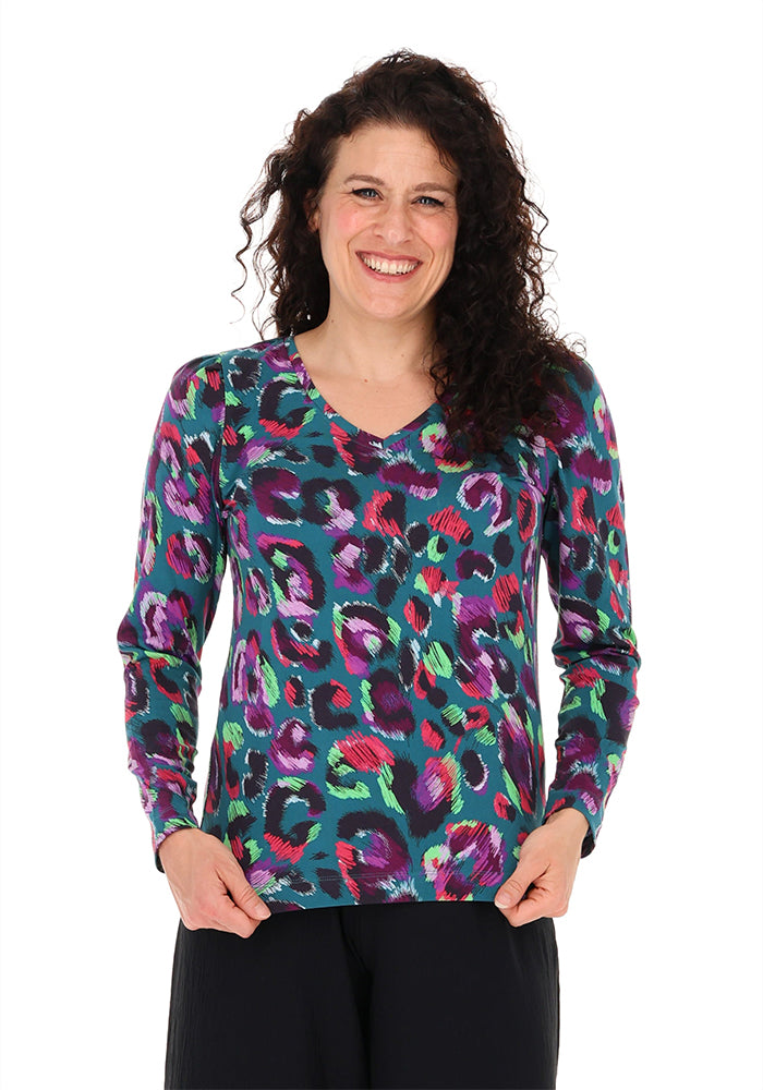Dorine Neon Animal Print Top