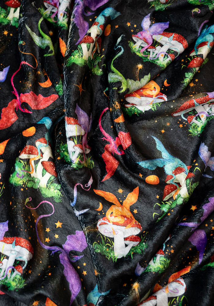 Dragon Mushroom Pop Under Plush Blanket