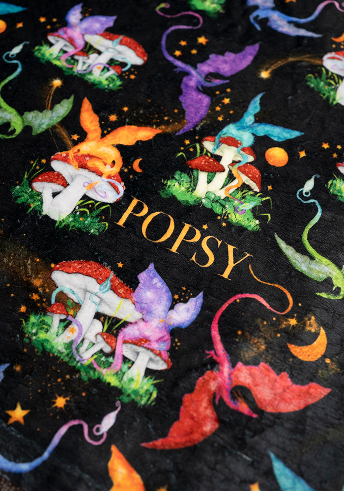 Dragon Mushroom Pop Under Plush Blanket