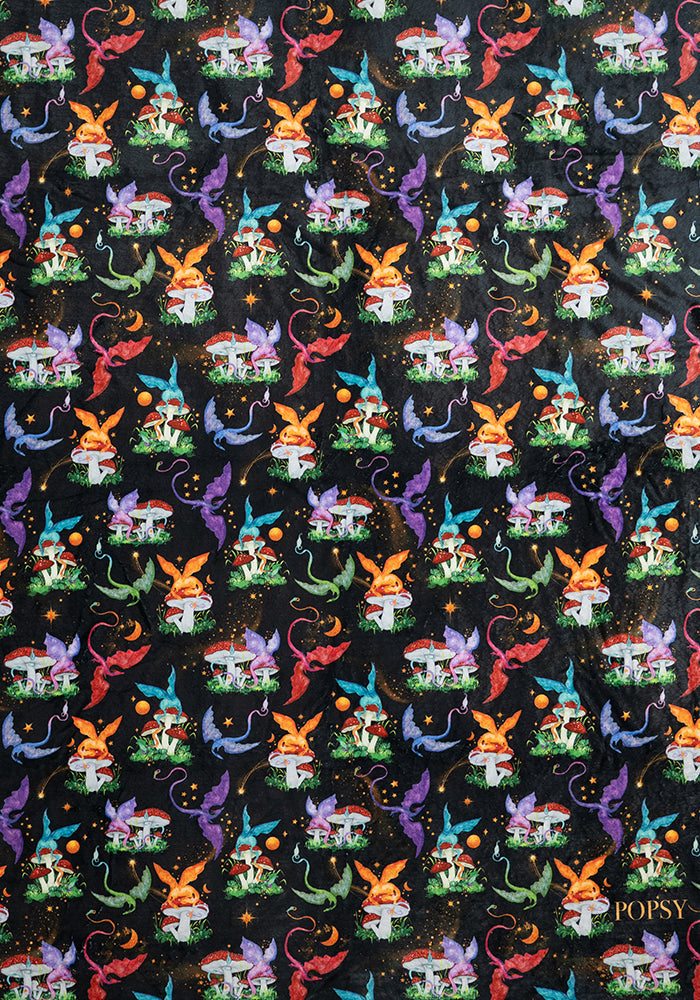 Dragon Mushroom Pop Under Plush Blanket