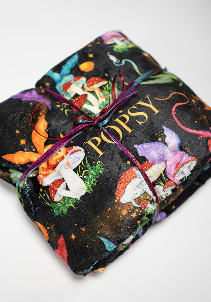 Dragon Mushroom Pop Under Plush Blanket