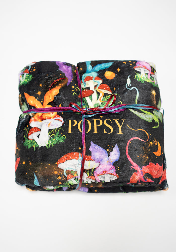 Dragon Mushroom Pop Under Plush Blanket