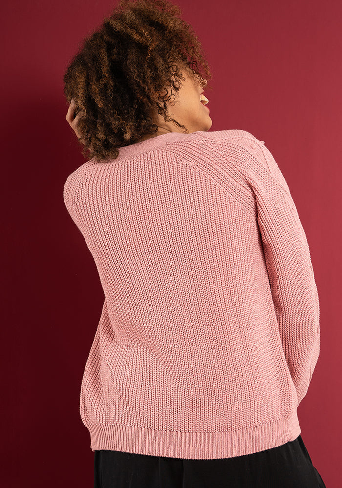 Dusky Rose Cable Sleeve Cardigan
