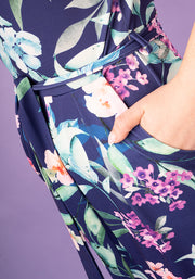 Dutton Navy Occasion Floral Print Culotte Leg Jumpsuit