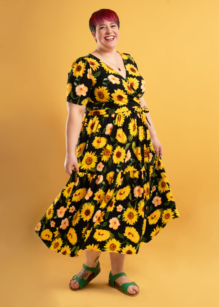 black dress with yellow roses Ladies Dresses Black Dress With Yellow Roses Womens Dresses Black Dress With Yellow Flowers INSPIRE CHIC