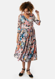 Etta Intricate Floral Paisley Print Tiered Hem Midi Dress