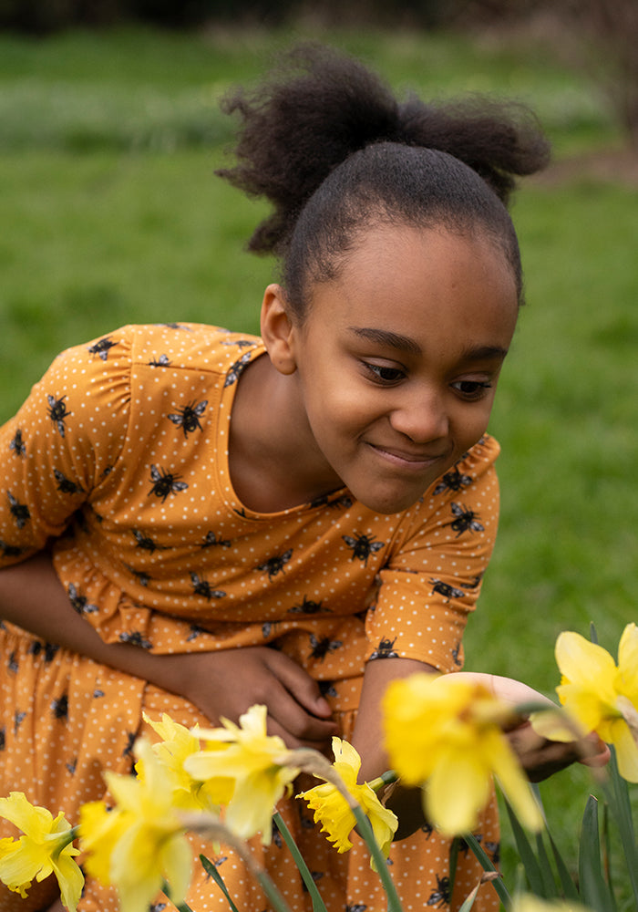 Children's Bee Print Dress (Nectar)