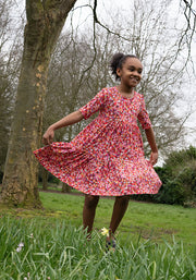 Children's Red Ditsy Print Dress (Bianca)