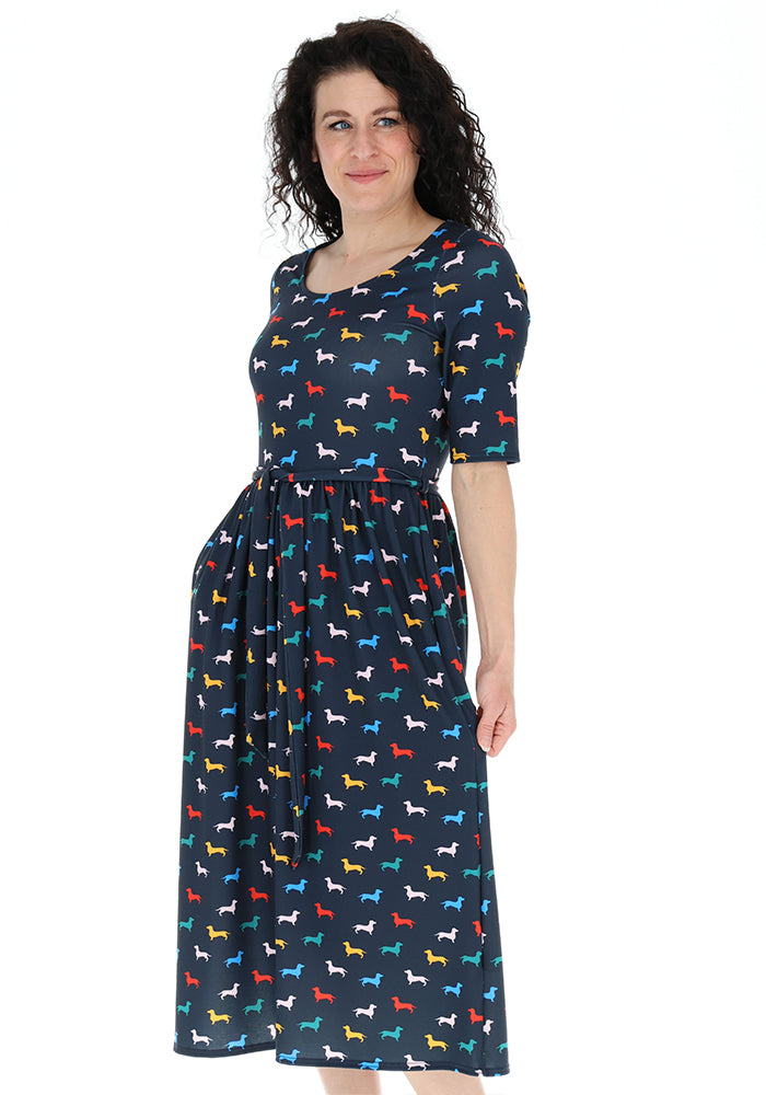 Fifth angle of Eastyn Sausage Dogs Print Jersey Midi Dress