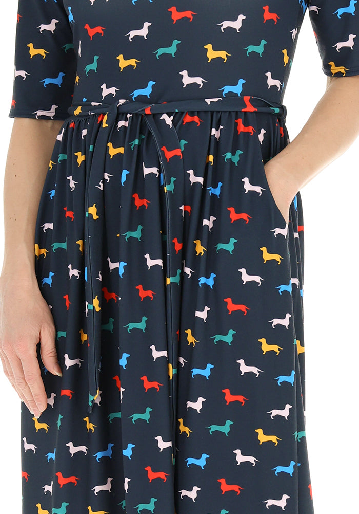 Fourth angle of Eastyn Sausage Dogs Print Jersey Midi Dress