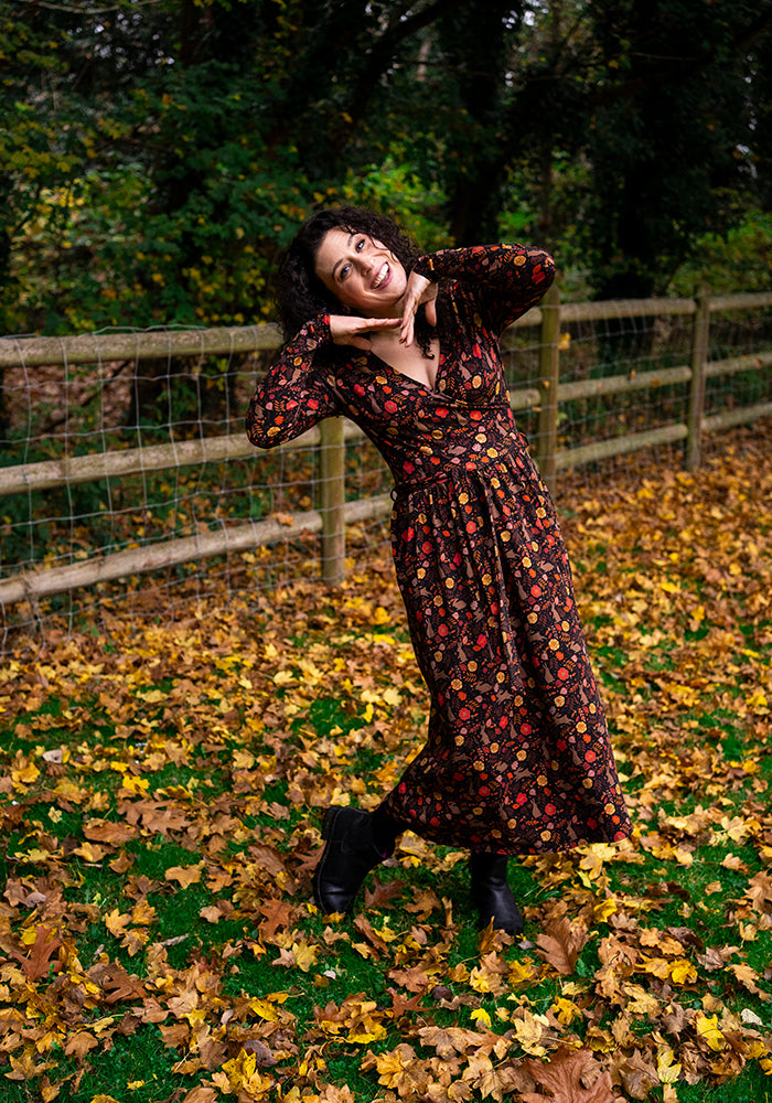 Seventh angle of Echo Brown Rabbit Print Cotton Midi Dress
