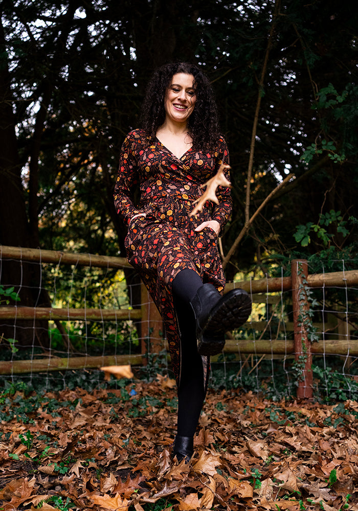 Fifth angle of Echo Brown Rabbit Print Cotton Midi Dress