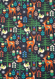 Edda Nordic Reindeer Print Cotton Midi Dress