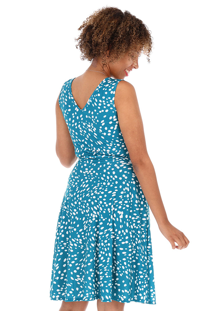Third angle of Edmee Irregular Spot Print Jersey Dress