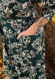 Edwina Woodland Print Cotton Midaxi Dress
