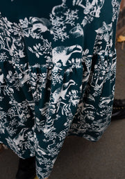 Edwina Woodland Print Cotton Midaxi Dress