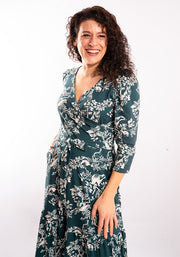 Edwina Woodland Print Cotton Midaxi Dress