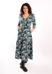 Edwina Woodland Print Cotton Midaxi Dress