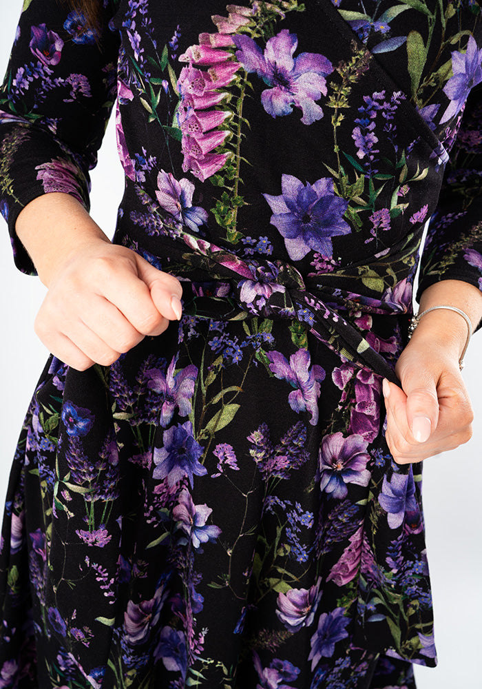 Fourth angle of Elain Purple Botanical Floral Print Dress